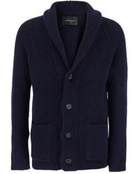 Tagliatore - Shawl-Collar Ribbed Cardigan - Lyst