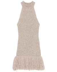 ELY ELY - Vestido Corto De Canalé Con Ribete De Flecos - Lyst