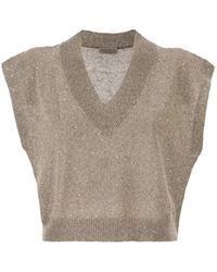 Brunello Cucinelli - Embellished V-Neck Vest - Lyst