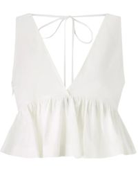 Pinko - Crop Top With Ruffle And Ties - Lyst