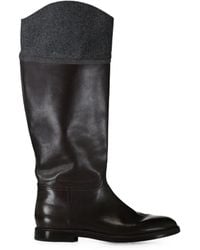 Brunello Cucinelli - Monili-Trim Leather Riding Boots - Lyst
