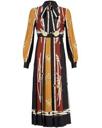 Gucci - Equestrian Print Silk Dress - Lyst