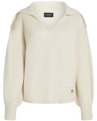 KARL LAGERFELD - Wide-Collar V-Neck Sweater - Lyst