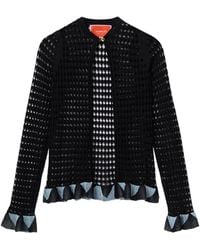 La DoubleJ - Ruffled Open-Knit Cardigan - Lyst