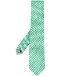 Ferragamo Corbata de sarga con estampado de camaleón - Verde