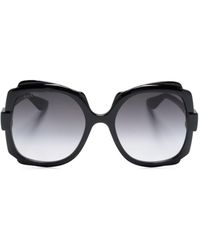 Gucci - Eckige Sonnenbrille mit Logo-Gravur - Lyst