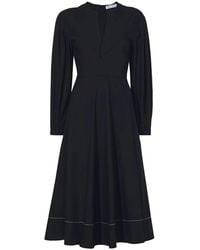 Proenza Schouler - V-Neck Cotton Poplin Dress - Lyst