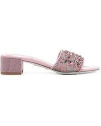 Rene Caovilla - Christy Crystal-Embellished Lace Sandals - Lyst