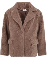 Betta Corradi - Teddy-Texture Notched-Lapels Coat - Lyst