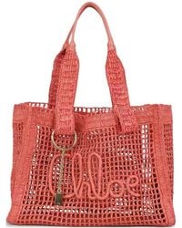 Chloé - Woven Embroidered-Logo Tote Bag - Lyst