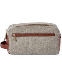 Brunello Cucinelli - Estuche De Maquillaje De Franela En Lana Virgen, Alpaca Y Cachemira Con Inserciones De Piel De Becerro Granulada Y Doble Crema - Lyst