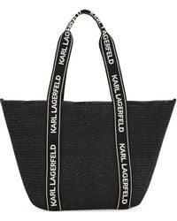 KARL LAGERFELD - Signature Raffia Beach Tote Bag - Lyst