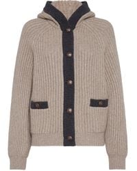 Brunello Cucinelli - Cardigan Aus Kaschmir Mit Federgarn - Lyst