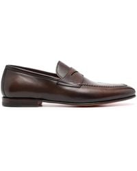 Santoni - Penny-Slot Leather Loafers - Lyst