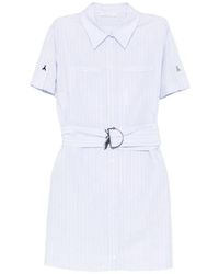 Patrizia Pepe - Stripes Belt Mini Shirt Dress - Lyst