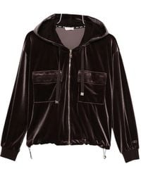 Liu Jo - Velvet Zip-Up Hoodie - Lyst