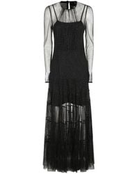Twinset - Long Tulle Dress With Pleated Flounces - Lyst