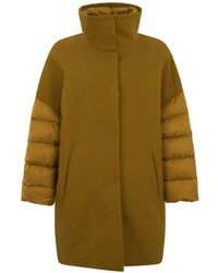 Herno - Quilted-Sleeve Funnel-Neck Coat - Lyst
