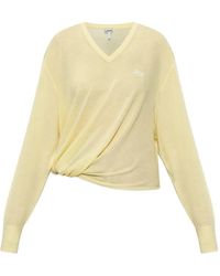Loewe - V-Neck Asymmetric-Silhouette Wool Sweater - Lyst