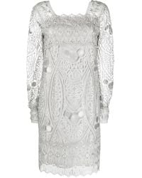 Alberta Ferretti - Robe Courte En Macramé À Manches Longues - Lyst