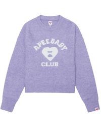 AAPE BY A BATHING AP - Logo-Intarsia Crew-Neck Sweater - Lyst