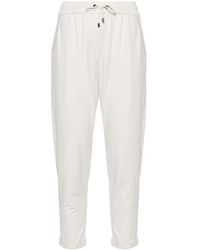 Brunello Cucinelli - Neutral Monilli Chain-embellished Trousers - Women's - Cotton/brass/elastane/acetatesilk - Lyst