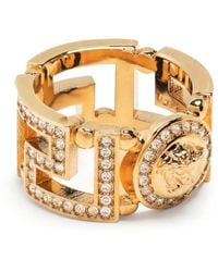 Versace - Tone Medusa Greca Crystal Ring - Lyst