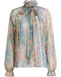 Etro - Silk Blouse With Paisley Print And Scarf Detail - Lyst