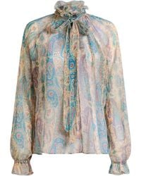 Etro - Scarf-Detail Paisley-Print Silk Blouse - Lyst