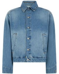 Jacquemus - Cropped Denim Jacket With Pointed Collar And Button-Up Front - Lyst
