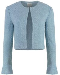 St. John - Textured Cropped Jacket - Lyst