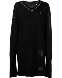 MM6 by Maison Margiela - Distressed Knit Sweater Dress - Lyst