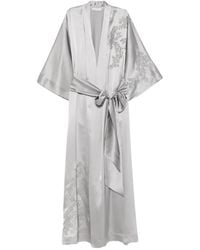 Carine Gilson - Robe De Chambre En Soie À Bordure En Dentelle - Lyst