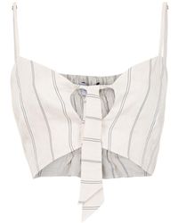 Olympiah Fiora Linen Cropped Top - White