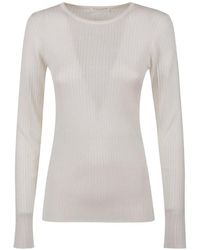 Majestic Filatures - Ribbed-Knit Long-Sleeve Fine-Knit Sweater - Lyst