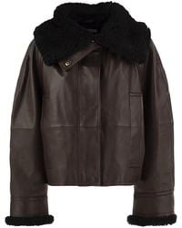 Sportmax - Shearling-Collar Leather Jacket - Lyst