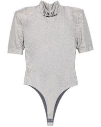 MITILIANE COUTURE - Rhinestone-Embellished Short-Sleeve Bodysuit - Lyst