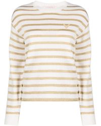 Valentino Garavani - Striped Logo-Plaque Jumper - Lyst