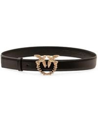 Pinko - Leather Belt With Love Birds Jewel Buckle - Lyst
