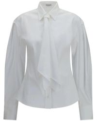 Brunello Cucinelli - Cotton Blend Shirt With Tie - Lyst