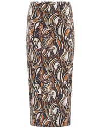 Pierre Louis Mascia - Ranat Swirl-Print Midi Skirt - Lyst