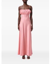 Hanita - Ruched-Bodice Satin Maxi Dress - Lyst