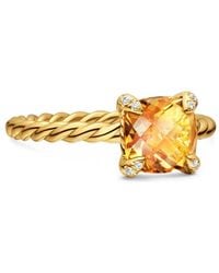 David Yurman - 18Kt Chatelaine Citrine And Diamond Ring (7Mm) - Lyst