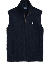 Polo Ralph Lauren - Cárdigan Sin Mangas De Punto De Ochos Con Cremallera - Lyst