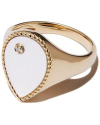 Yvonne Léon - 9kt Yellow Gold Pearl And Diamond Signet Ring - Lyst