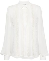 P.A.R.O.S.H. - Lace-panelling Chiffon Shirt - Lyst
