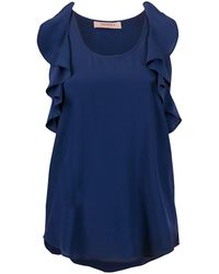 Twin Set Blusa sin mangas con volantes - Azul