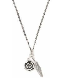 Emanuele Bicocchi - Rose And Feather Pendant Necklace - Lyst