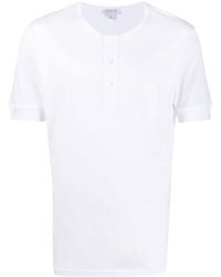 Sunspel - T-Shirt mit Henley-Kragen - Lyst