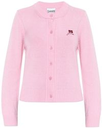 Ganni - Wool Blend Cardigan - Lyst